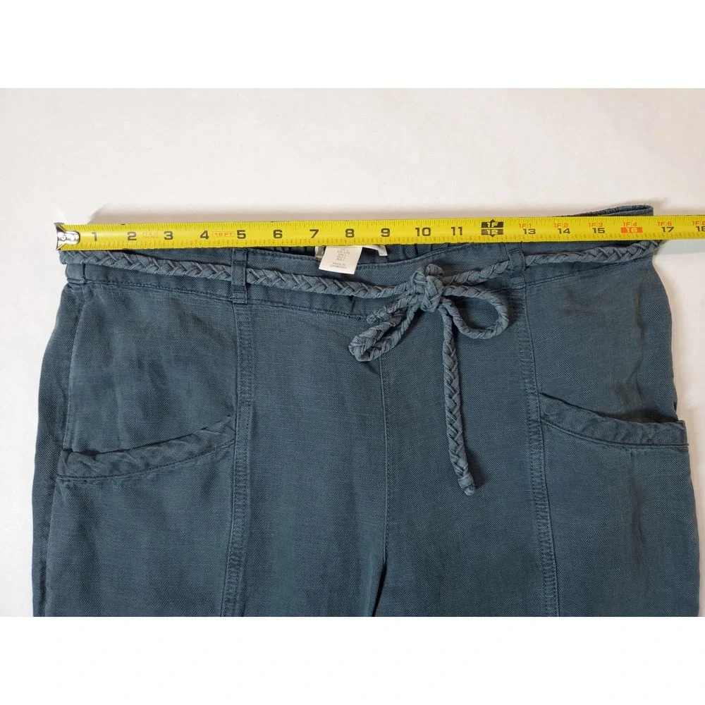 C&C‎ California Teal Blue Linen Blend Drawstring Waist Pants Women's Size L - Picture 7 of 10